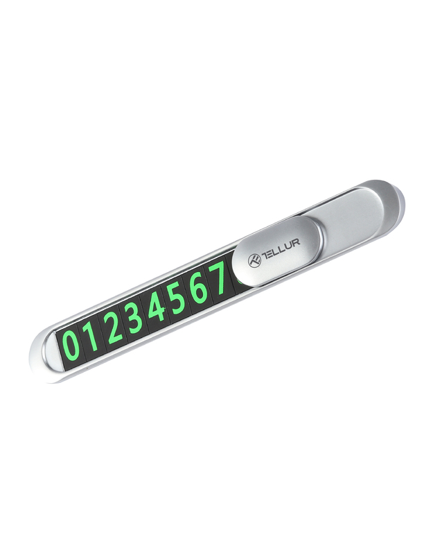 Tellur Temporary Car Parking Phone Number Card Metallic Silver