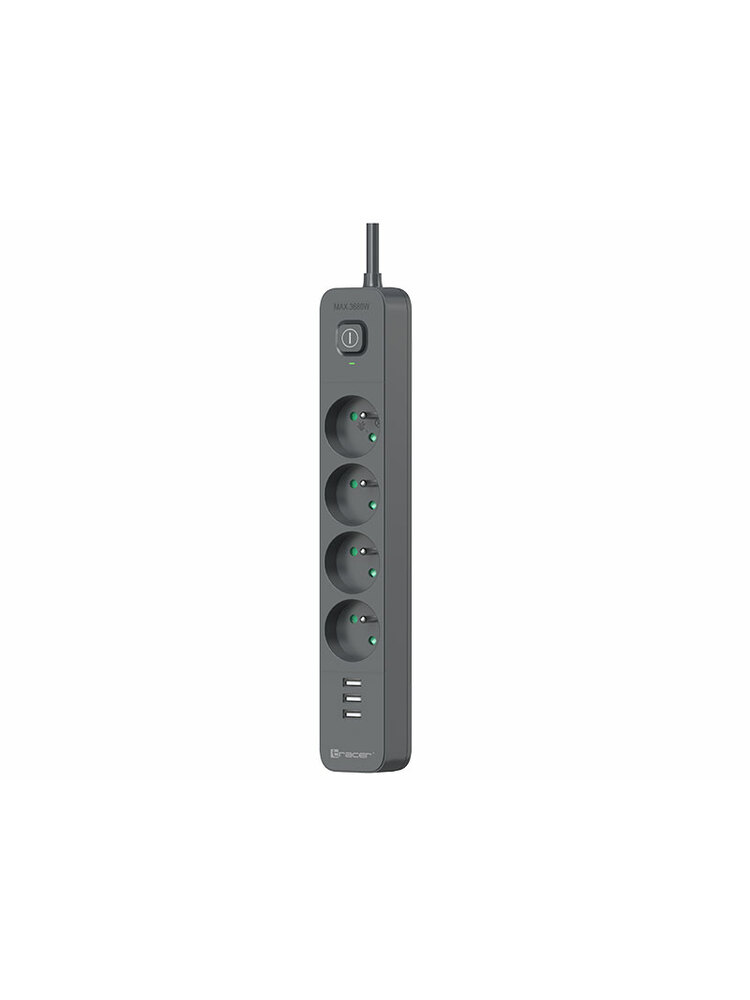 Tracer 47027 Power Line+ 1.5m (4 outlets +3x USB A, 5V 2,4A)