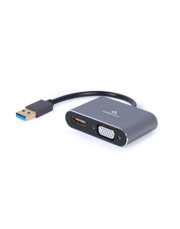 I/O ADAPTER USB3 TO HDMI/VGA/GREY A-USB3-HDMIVGA-01 GEMBIRD