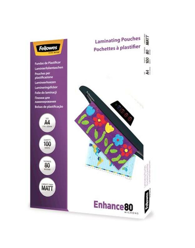 LAMINATOR POUCH MATT/A4 80 100PCS 5452103 FELLOWES