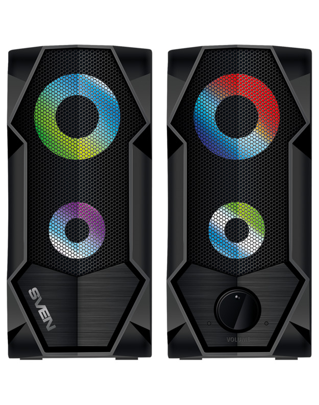 2.0 speakers SVEN 410, black, USB, power output 2x3W (RMS), light, producing sound in a range of 80 to 20,000 Hz