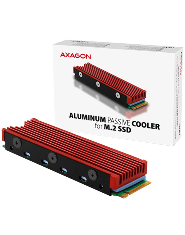 AXAGON CLR-M2 passive - M.2 SSD, 80mm SSD, ALU body, silicone thermal pads