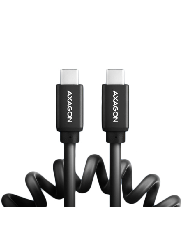 Axagon Data and charging USB 2.0 cable 1.1 m long. PD 60W, 3A. Black twisted.