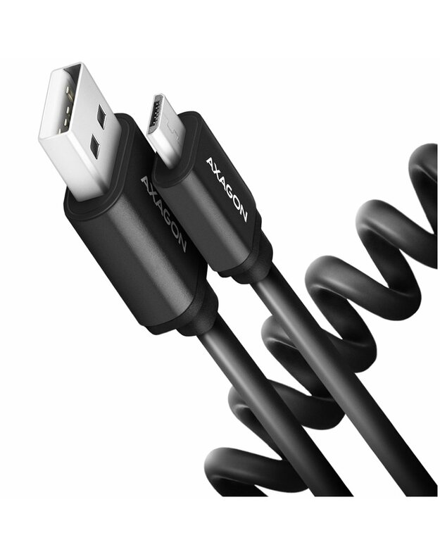 Axagon Data and charging USB 2.0 cable lengh 0.6 m. 2.4A. Black twisted.