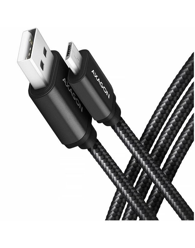 Axagon Data and charging USB 2.0 cable length 1 m. 2.4A. Black braided.