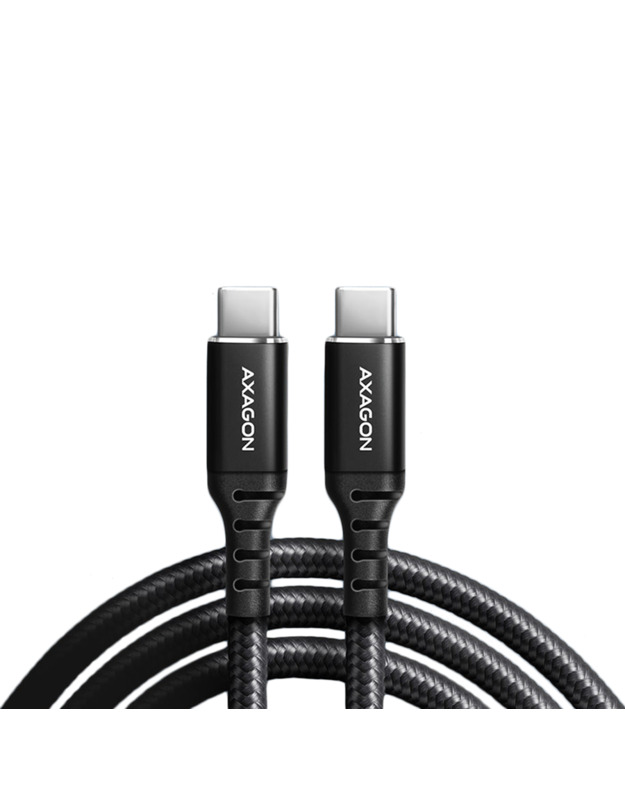 Axagon Data and charging USB 2.0 cable length 1 m. 3A. PD 60W, 3A. Black braided.