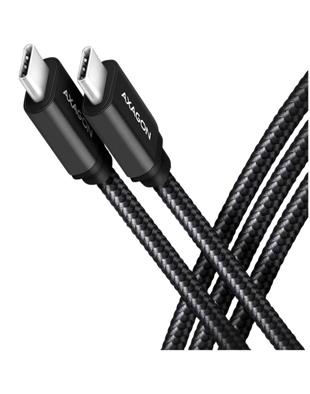 Axagon Data and charging USB 3.2 Gen 1 cable length 1 m. PD 60W, 3A. Black braided.