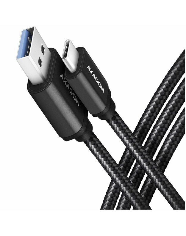 Axagon Data and charging USB 3.2 Gen1 cable lengh 2 m. 3A. Black braided.