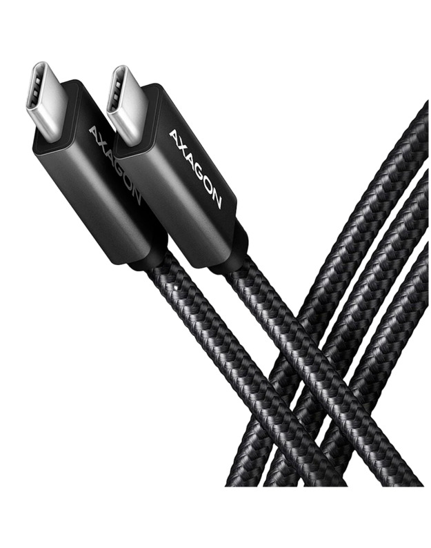 Axagon Data and charging USB 480Mbps cable length 1 m. PD 240W, 5A. Black braided.