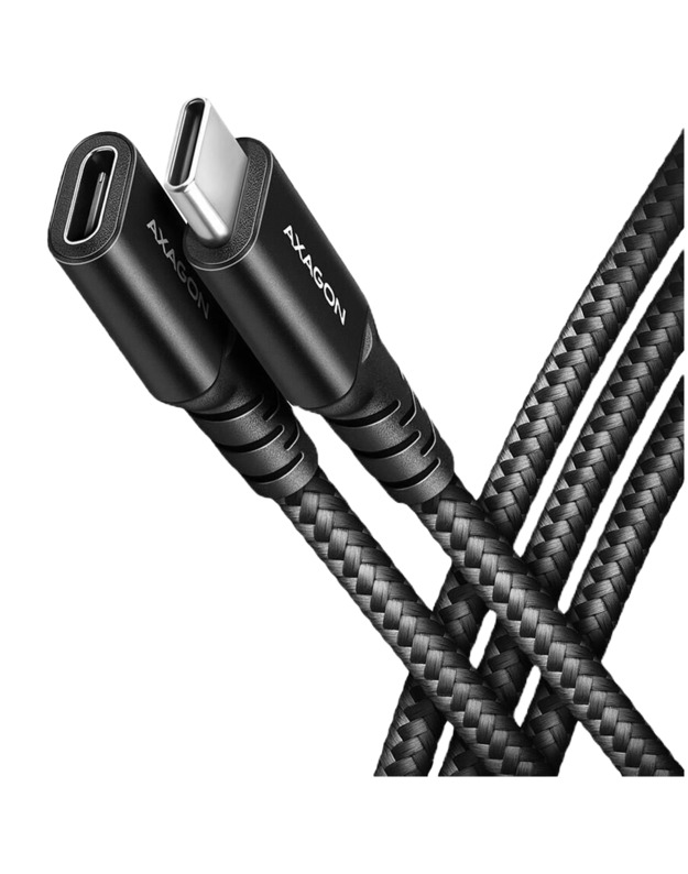 Axagon Extension USB 20Gbps cable length 1 m. PD 240W, 5A, 8K HD video. Black braided.