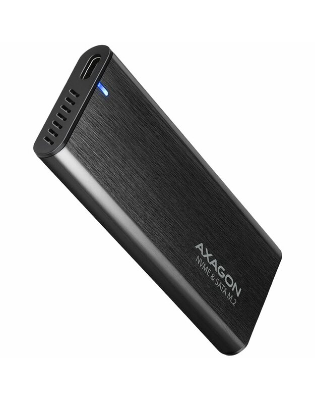 Axagon External USB-C 3.2 Gen 2 metal box for M.2 NVMe & SATA SSD disks. Screwless.