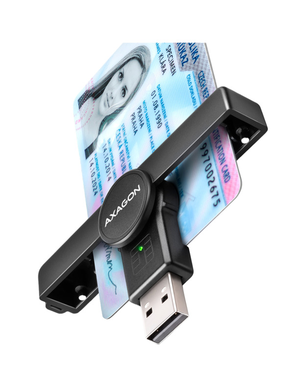 Axagon Foldable pocket USB-A contact Smart / ID card reader.