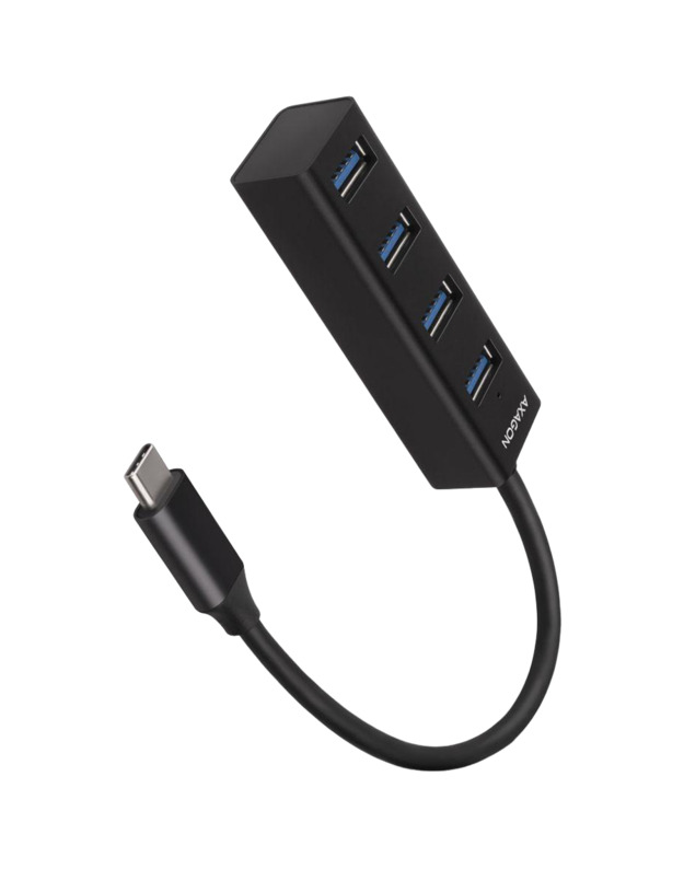 AXAGON HUE-M1C 4x USB3.2 Gen 1 MINI hub, metal, 20cm USB-C cable