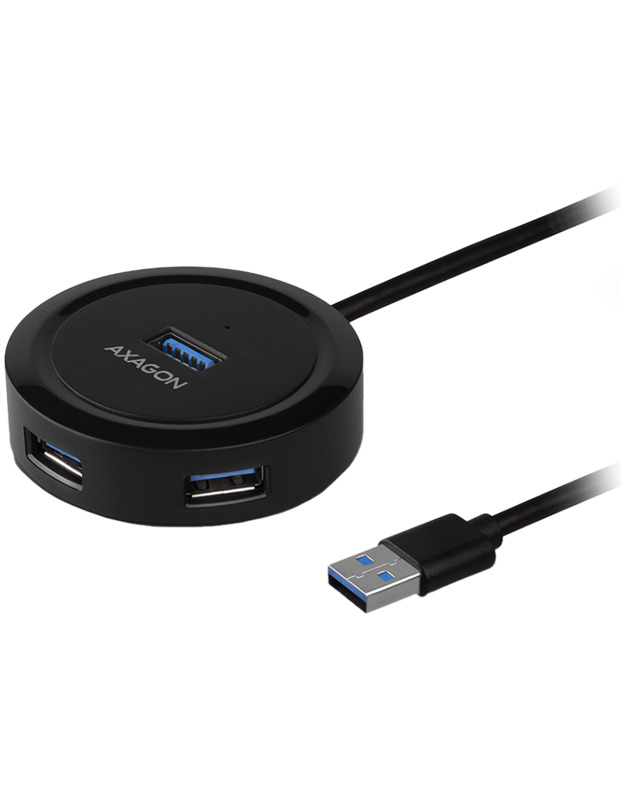 AXAGON HUE-P1A 4x USB3.2 Gen 1 ROUND hub, micro USB power IN, 30cm USB-A cable