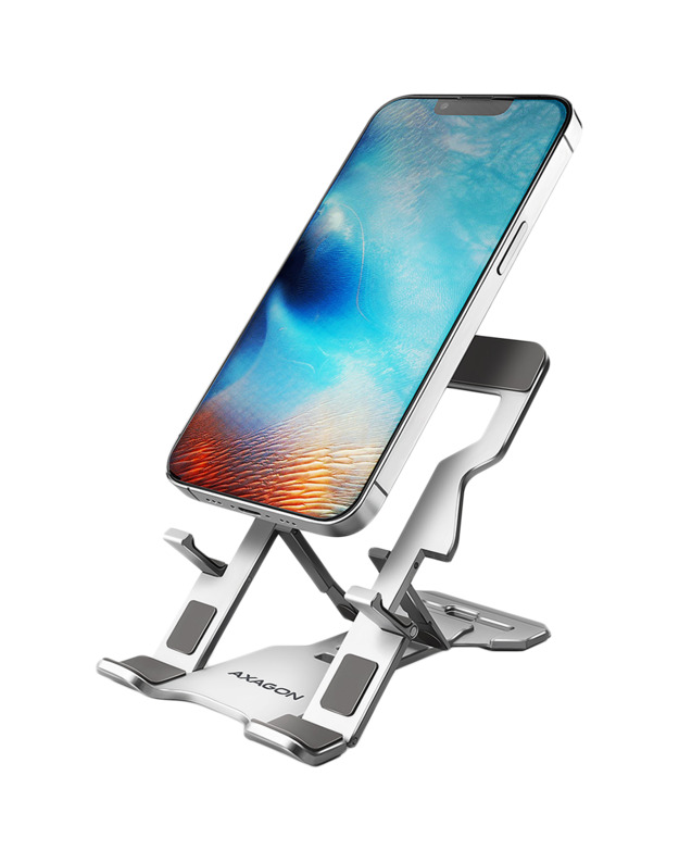 Axagon STND-M PHONE / TABLET STANDAluminum stand for 4“ – 10.5“ phones and tablets. Five adjustable positions.