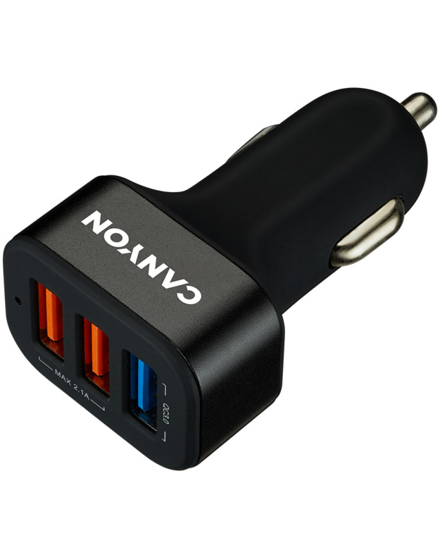 CANYON car charger C-07 QC 3.0 2.4A/3USB-A Black