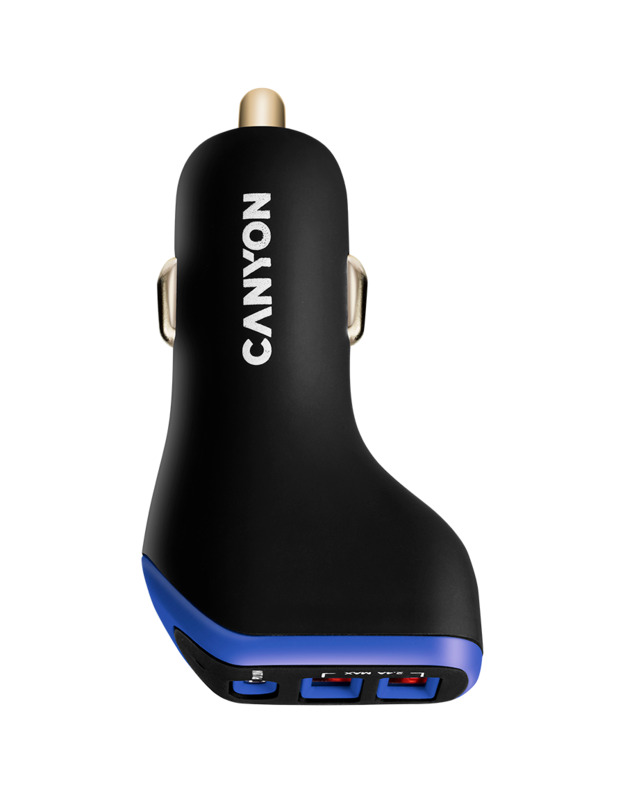 CANYON car charger C-08 PD 18W USB-C 2USB-A Black Purple