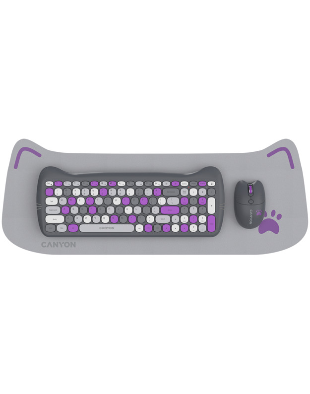 CANYON HSET-W6 EN Keyboard+Mouse Kitty Edition AAA+АА Wireless Violet