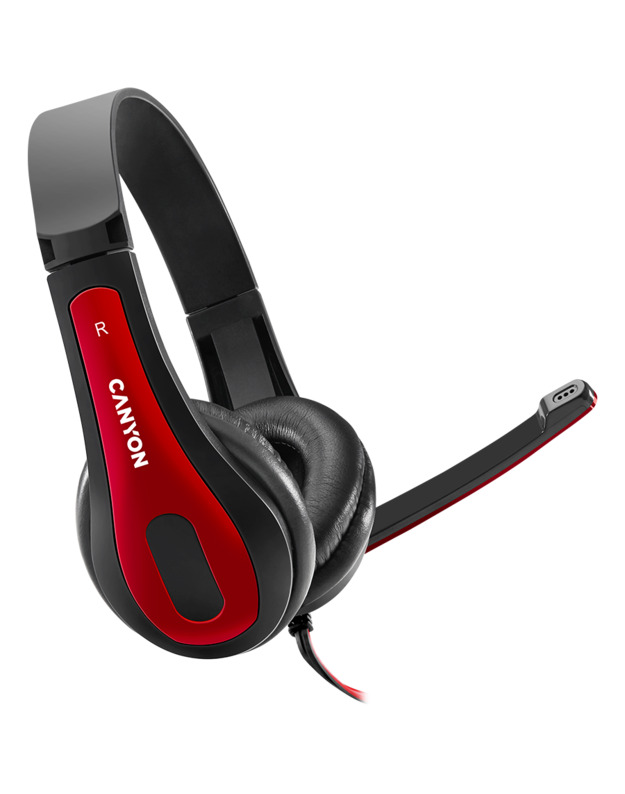 CANYON PC headset HSC-1 PC Mic Flat 2m Black Red