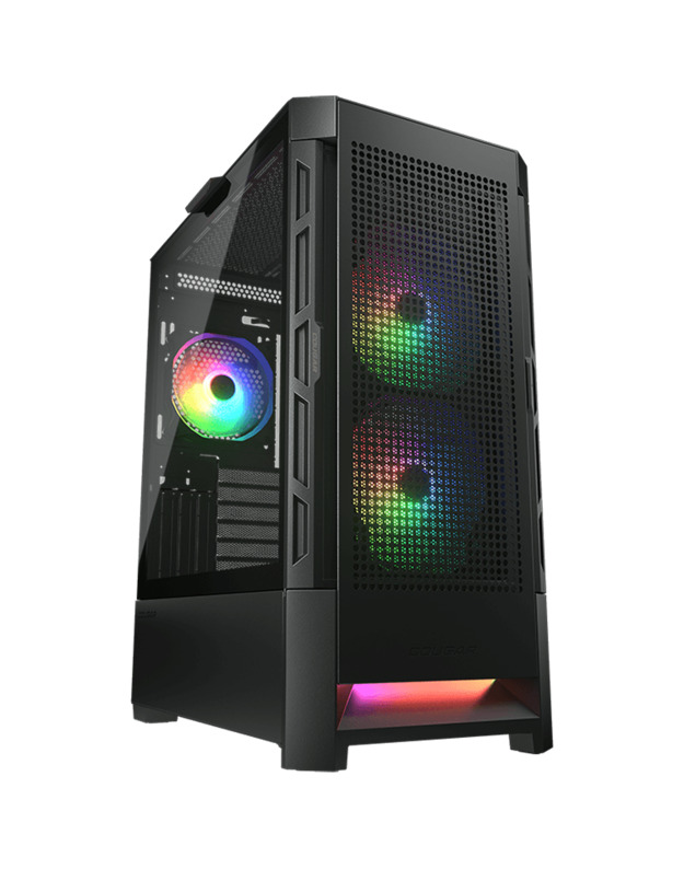 COUGAR | Duoface RGB Black | PC Case | Mid Tower / Airflow Front Panel / 2 x 140mm & 1x 120mm ARGB Fans incl. / TG Left Panel