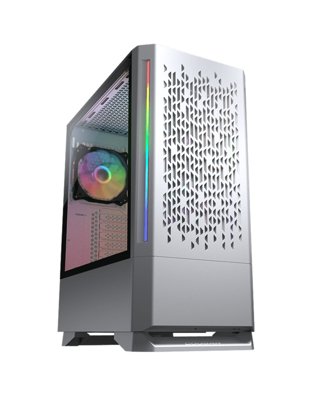 COUGAR | MX430 Air RGB White | PC Case | Mid Tower / Air Vents Front Panel with ARGB strips / 3 x ARGB Fans / 4mm TG Left Panel