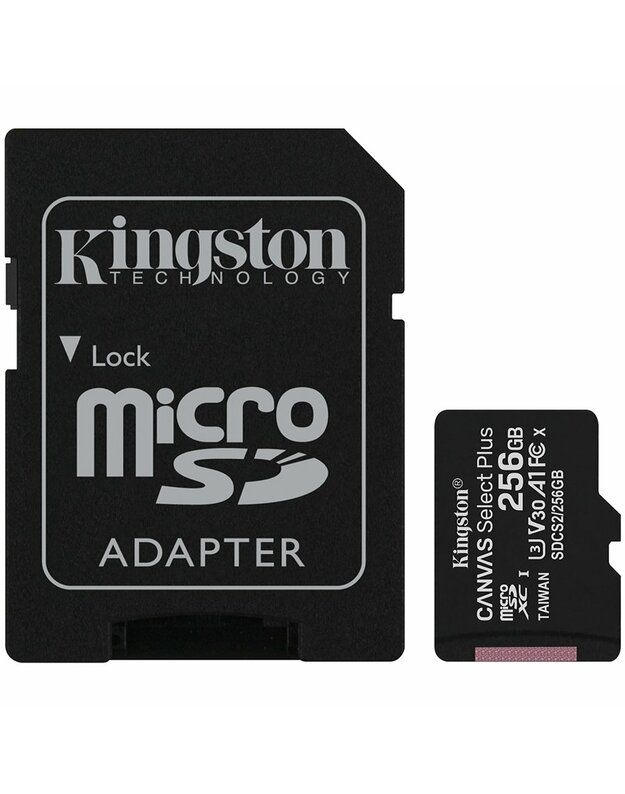 Kingston 256GB micSDXC Canvas Select Plus 100R A1 C10 Card + ADP, EAN: 740617298710