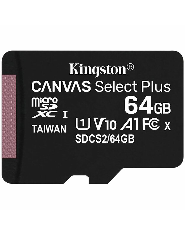 Kingston 64GB micSDXC Canvas Select Plus 100R A1 C10 Single Pack w/o ADP, EAN: 740617298963