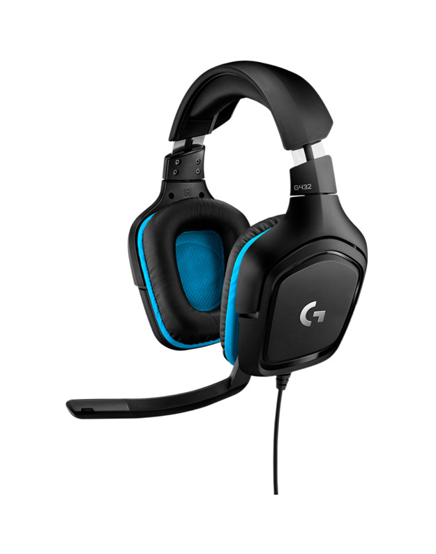 LOGITECH G432 Wired Gaming Headset 7.1 - LEATHERETTE - BLACK/BLUE - USB