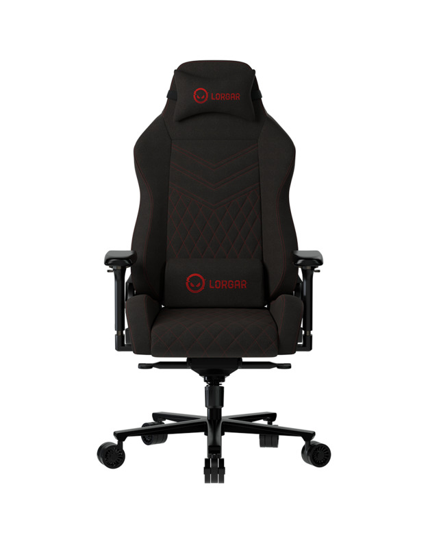 LORGAR Ace 422, Gaming chair, Anti-stain durable fabric, 1.8 mm metal frame, multiblock mechanism, 4D armrests, 5 Star aluminium base, Class-4 gas lift, 75mm PU casters, Black + red