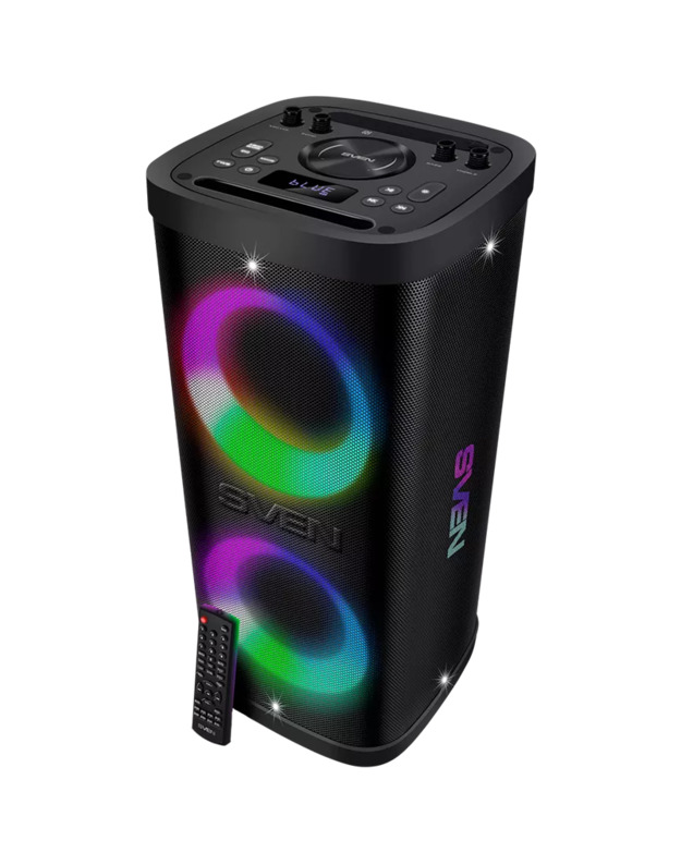 Portable speaker SVEN PS-930, black, power output 2x75W (RMS), TWS, Bluetooth, FM, USB, microSD, LED-display, lithium battery