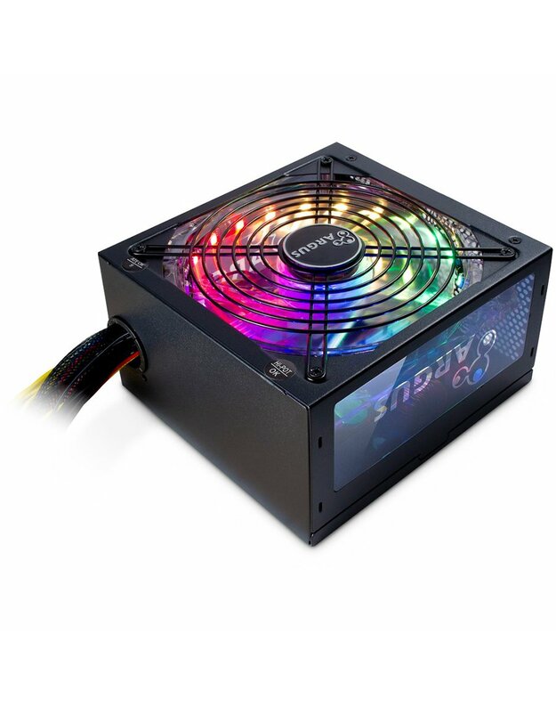 Power Supply INTER-TECH Argus RGB, 80PLUS Bronze, 600W, Retail, 1x140 Fan, 1x20+4Pin, 4+4Pin, 2xPCI-e 6+2Pin, 3x4Pin (Molex), 6xSATA, 1xFDD (Rev. 2)