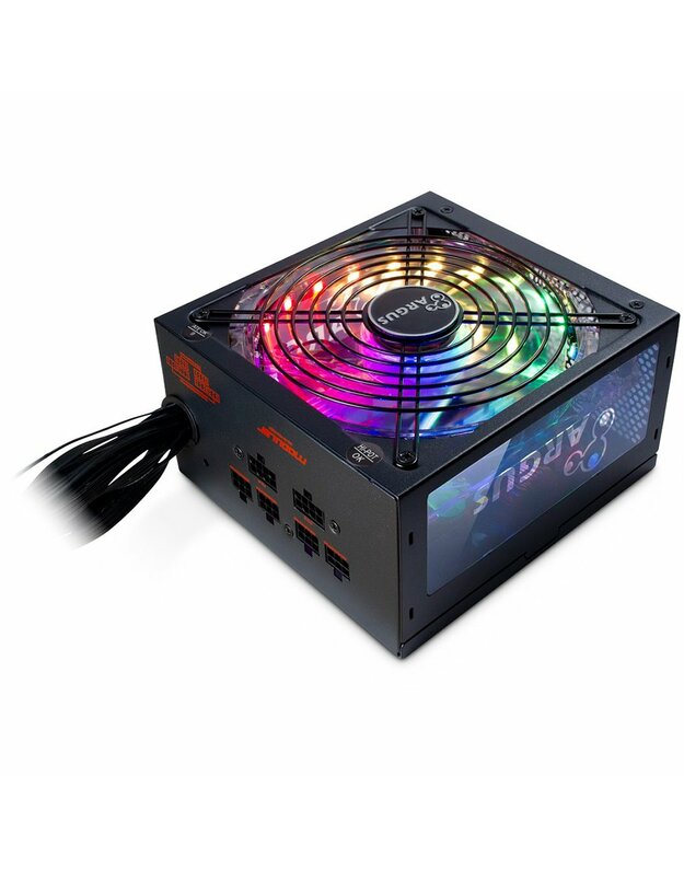 Power Supply INTER-TECH Argus RGB, 80PLUS Gold, 650W, Retail, 1x140 Fan, 1x20+4Pin, 4+4Pin, 2xPCI-e 6+2Pin, 3x4Pin (Molex), 6xSATA, 1xFDD, Cable management (Rev.2)