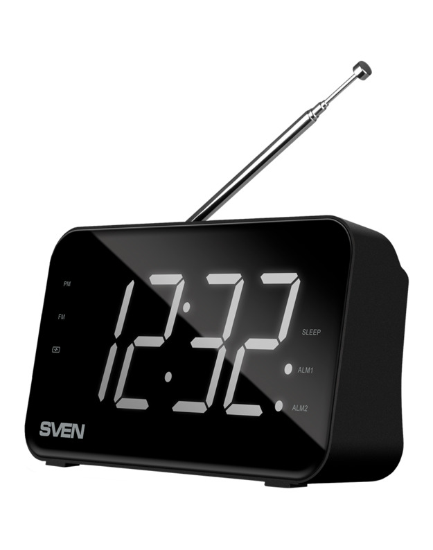 Speaker SVEN SRP-100, black (2W,FM,LED, built-in clock and alarm, battery)