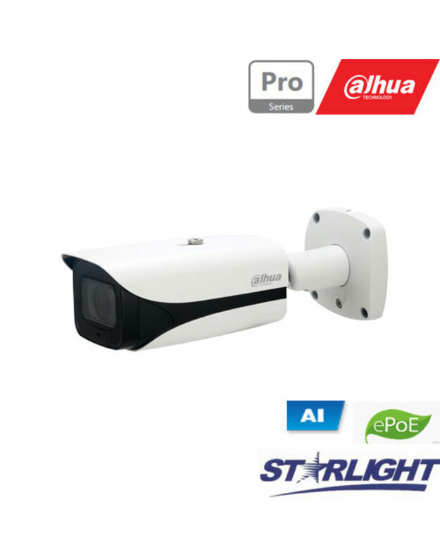 IP kamera AI cilindr. 2MP STARLIGHT su LXIR iki 150m. 1/2.8”,5.3-64mm, WDR, IP67,IVS, 0.002 Lux