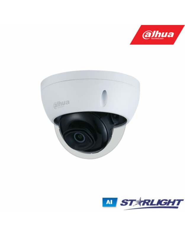 IP kamera HDBW3841E-AS 8MP, IR pašvietimas iki 30m, 2.8mm 108°, SMD, IVS, AI, IK10