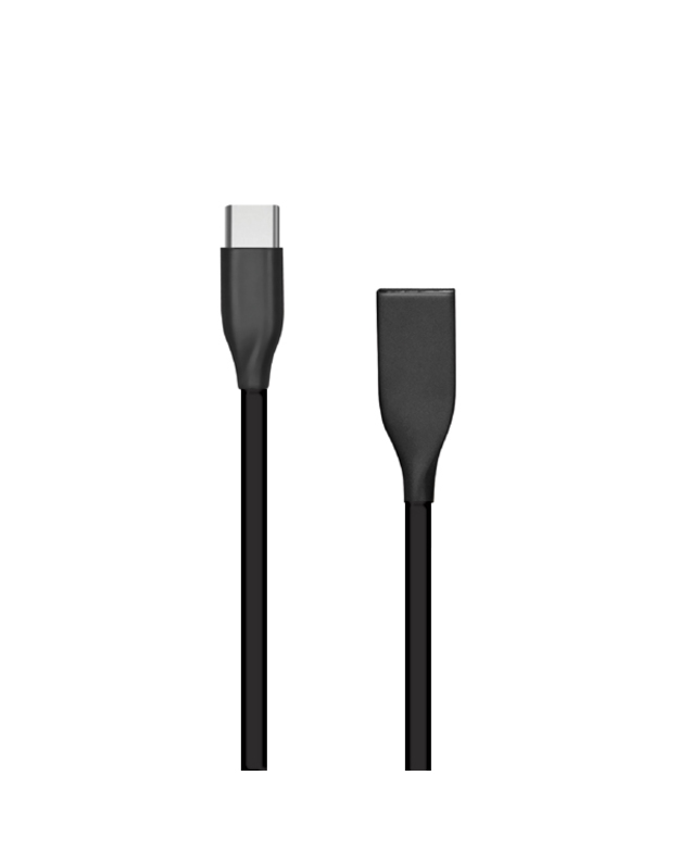 Silikoninis kabelis USB - USB-C (juodas, 1m)