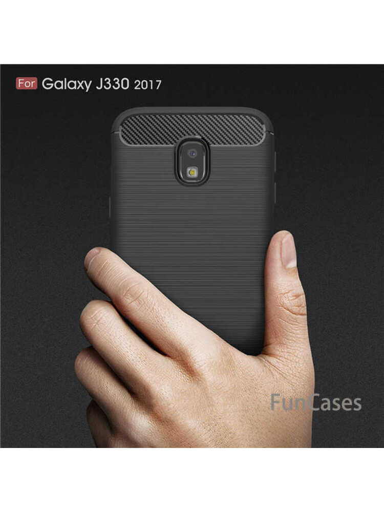 „Samsung Galaxy J3 2017 SM-J330F CASE Hybrid Rugged Armor Case Brushed Anglies Fiber dangtelis