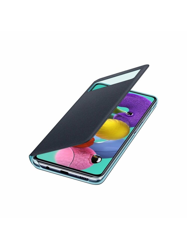  Samsung Galaxy A51 originalus juodas atverčiamas dėklas "S-View Case" telefonui "EF-EA515PBE"