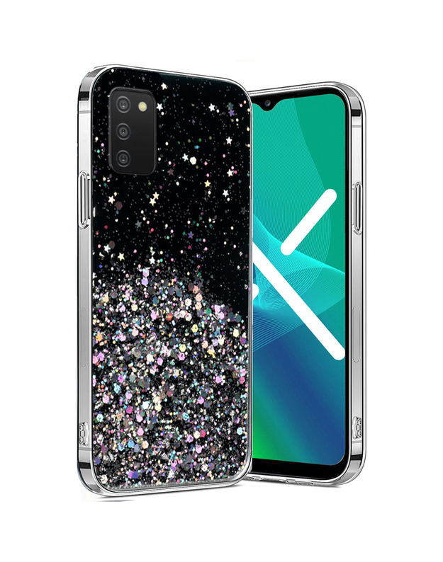 Blizgantis dėklas Samsung Galaxy A03s, juodas