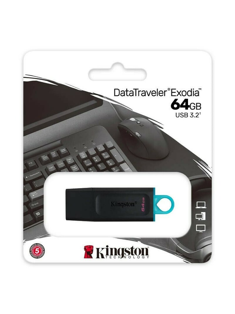 Kingston DataTraveler Exodia 64GB USB 3.2, Black + Teal - USB atmintinė