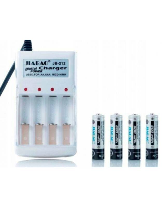 JIABAO Įkroviklis AA AAA + 4 BATERIJAS 5500mAh 