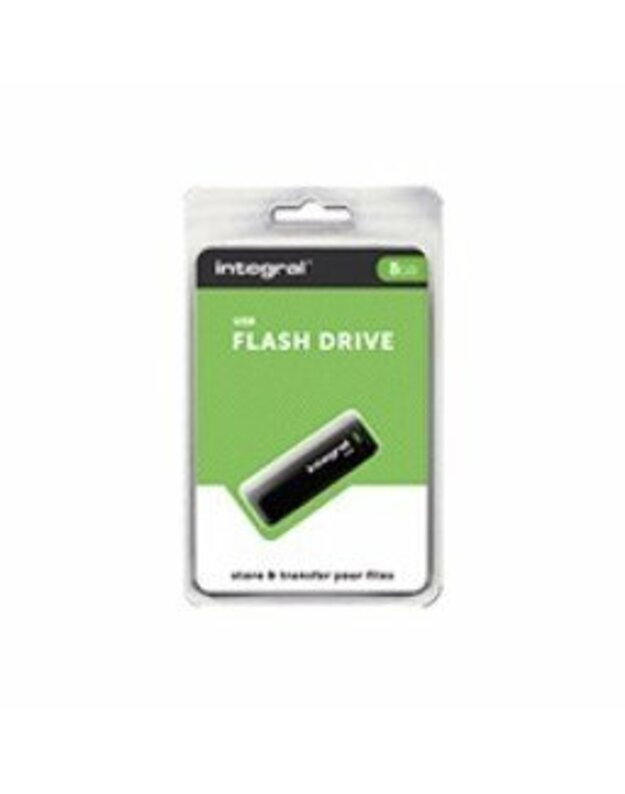 INTEGRAL PENDRIVE USB2.0 8GB, JUODA ATMINTINĖ