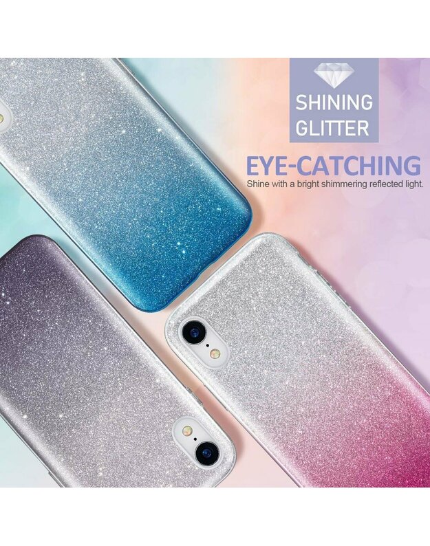 Dėklas SAMSUNG GALAXY A51 Glitter sidabro-mėlynas