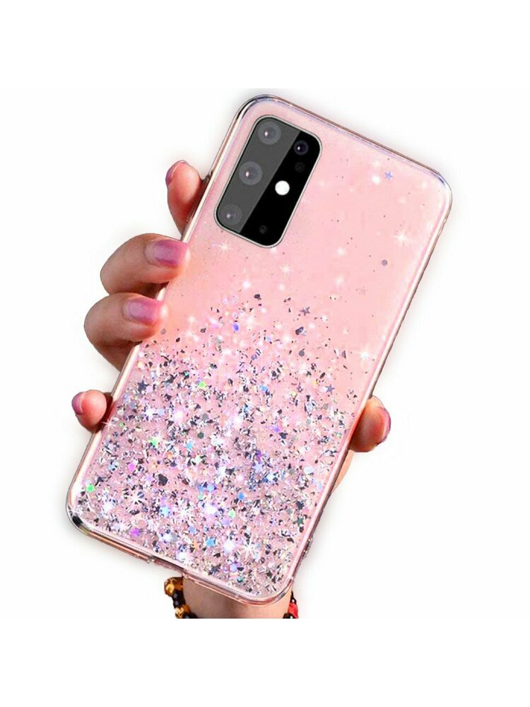 Dėklas SAMSUNG GALAXY A51 Sequins Glue Glitter Case rožinis