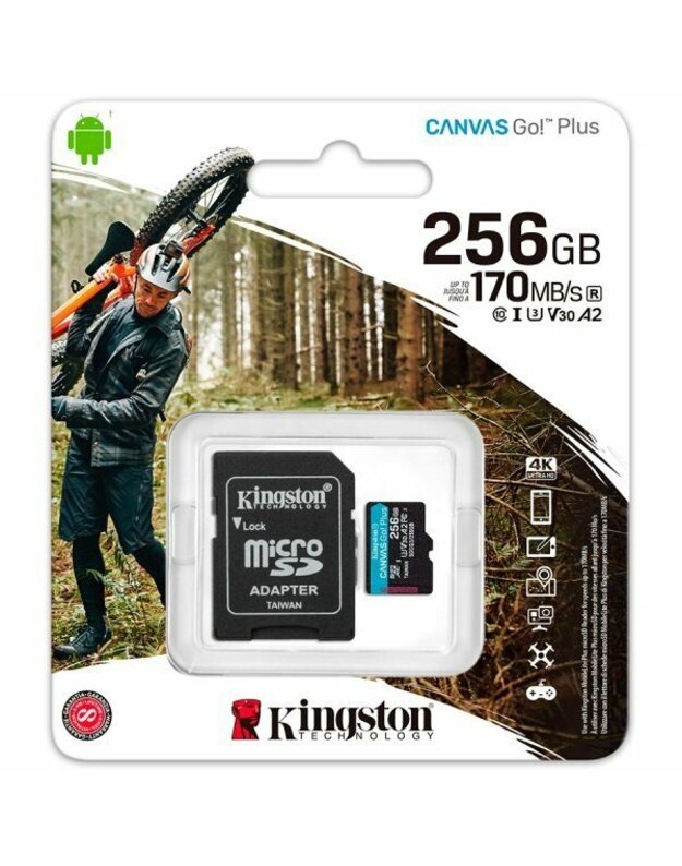 Kingston 256GB Canvas Go Plus A2 microSDXC atminties kortelė