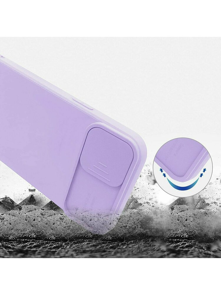 Dėklas IPHONE 11 PRO Nexeri Silicone Lens Privacy Slider Kameros dangtelis violetinis