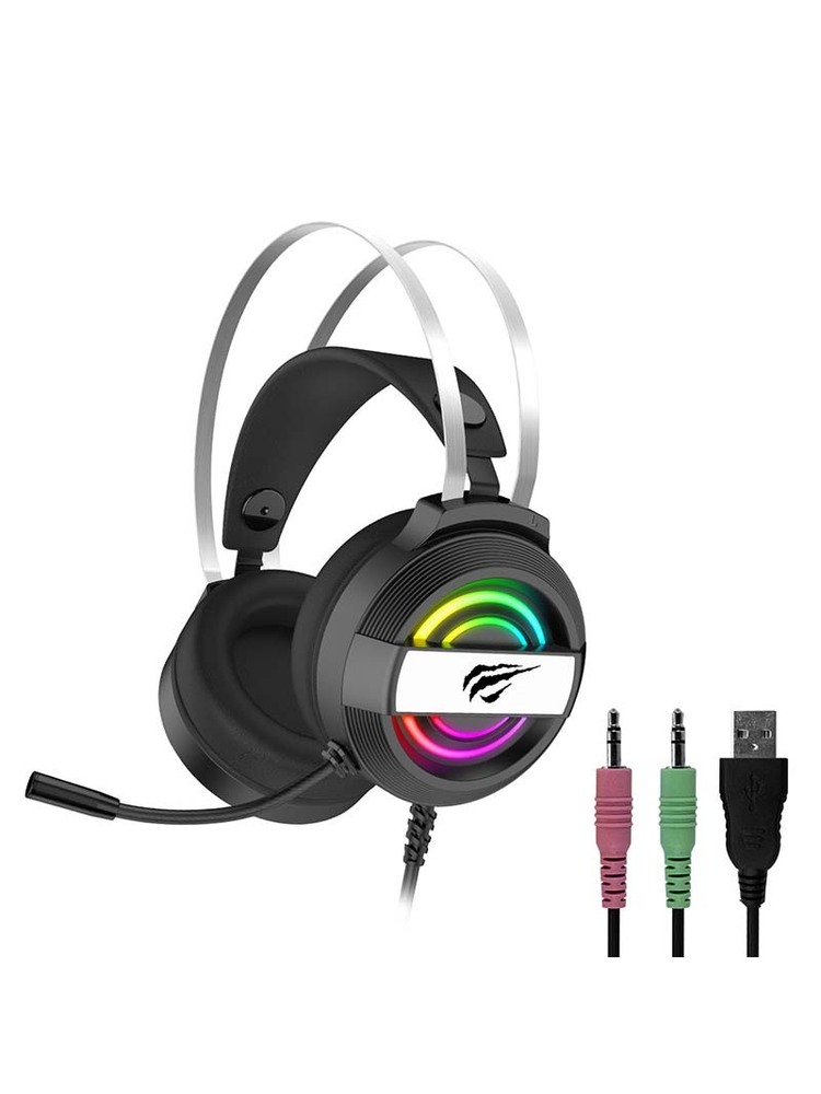 Žaidimų ausinės Havit GAMENOTE H2026d RGB USB+3.5mm