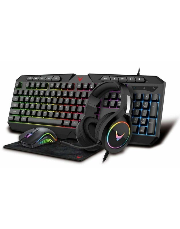 Varr Gaming Set (VG4IN1SET03) (klaviatura pele kilimelis ausines) RGB