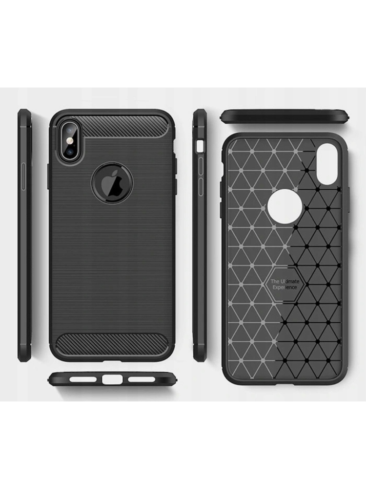 CARBON, skirtas Apple iPhone X FORCELL Silikoninis dangtelis Juodas