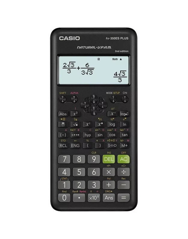 CASIO SCIENTIFIC SKAIČIUOtuvas FX-350ESPLUS-2 JUODAS, 12 SKAITMENŲ EKRANAS